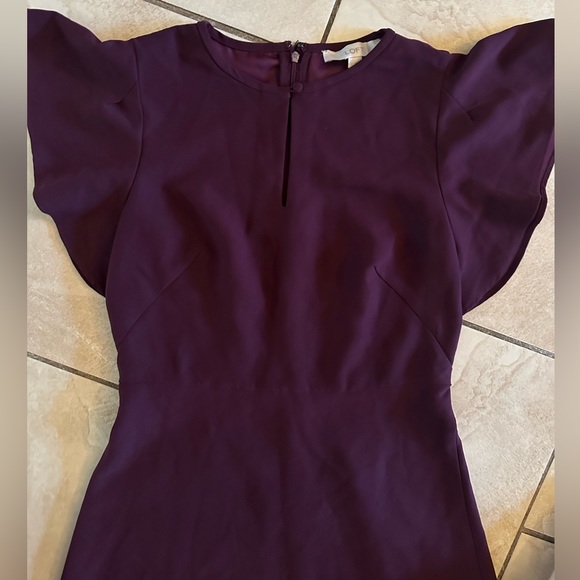 LOFT Deep Purple Flutter Sleeve Dress - Picture 2 of 7